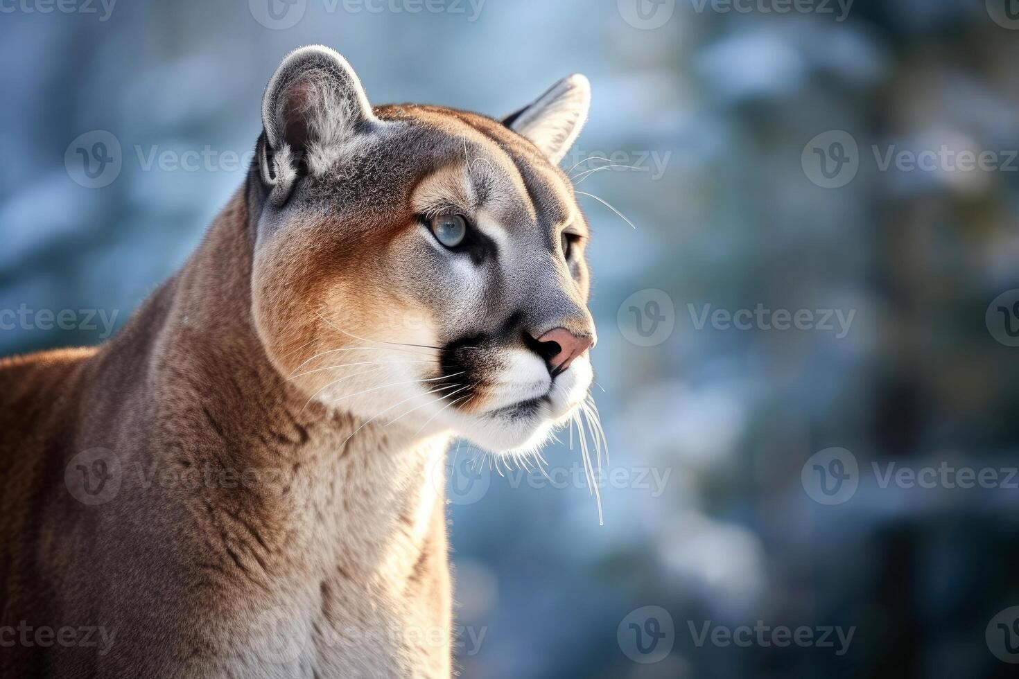 AI generated Close up of a puma isolated of natural background. generative ai photo