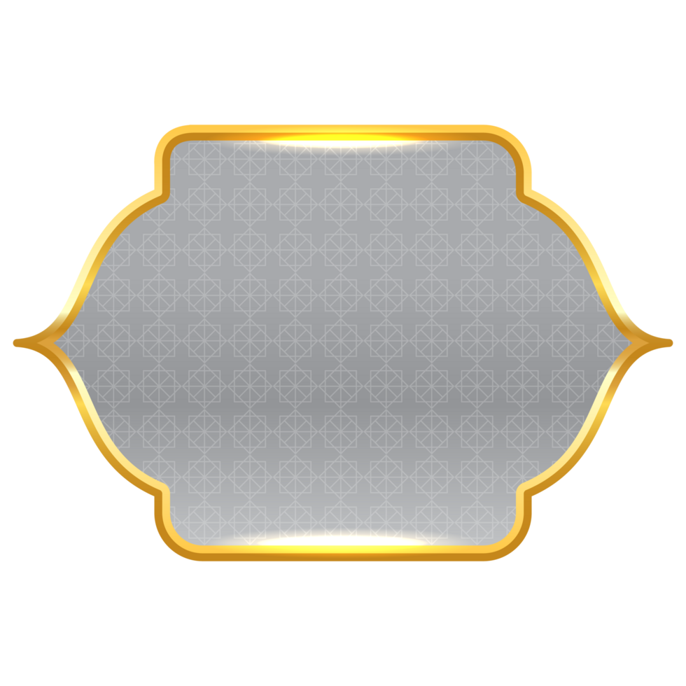 Luxury white golden set arabic islamic banner title frame text box in transparent background png