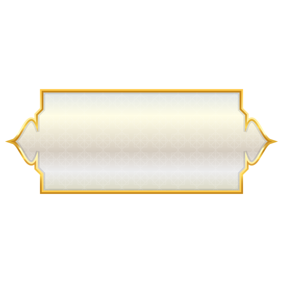 Luxury white golden set arabic islamic banner title frame text box in transparent background png
