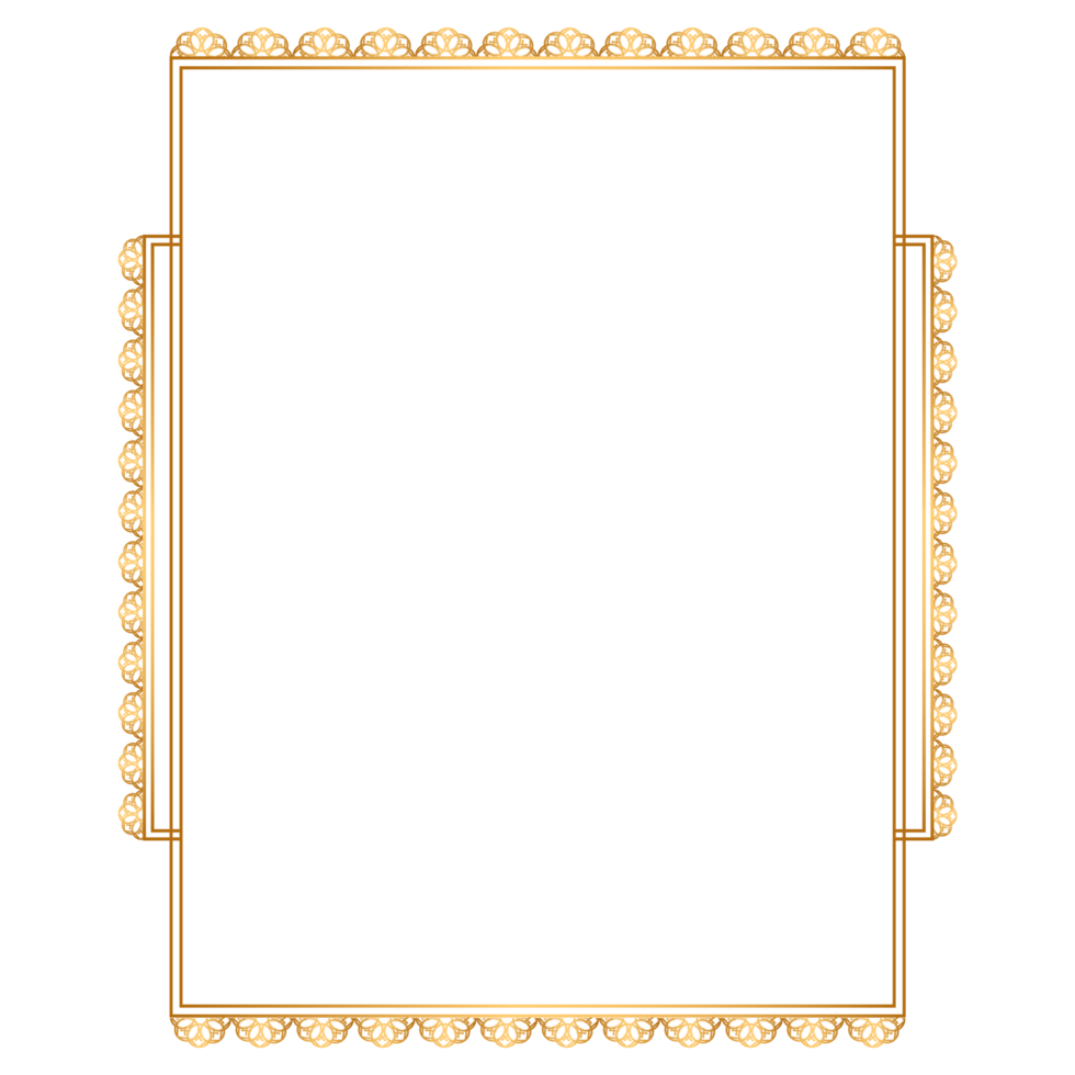 Luxury golden rectangle corner certificate border pattern line photo thai frame islamic wedding invitation background png