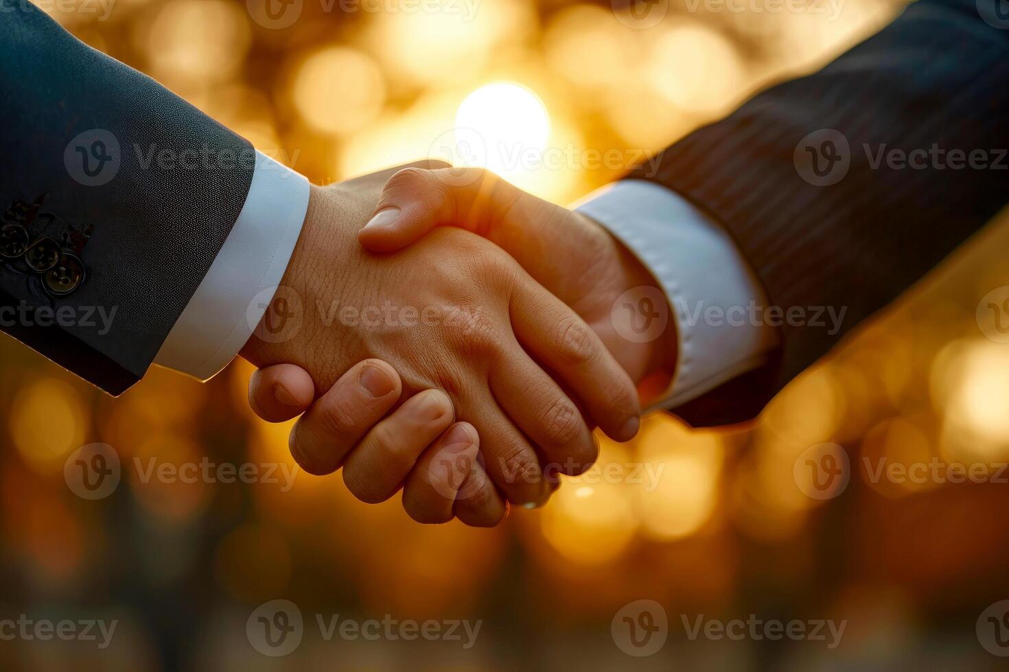 AI generated Successful Business Partnership Two Professionals Shake Hands in a Corporate Environment Generative AI photo