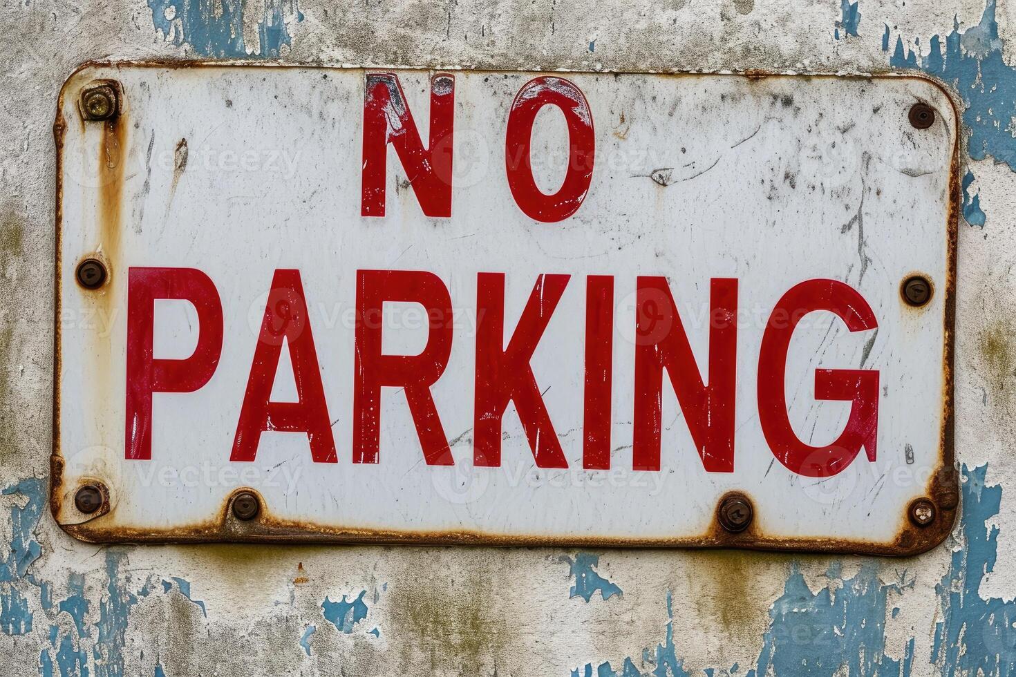 AI generated no park no parking sign red white illustration.ai generative photo