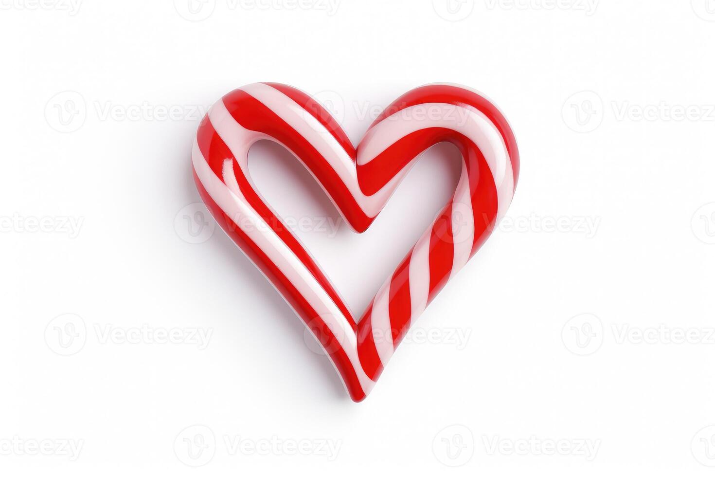 AI generated Candy Canes Forming Heart Shape on White Background - Generative AI photo