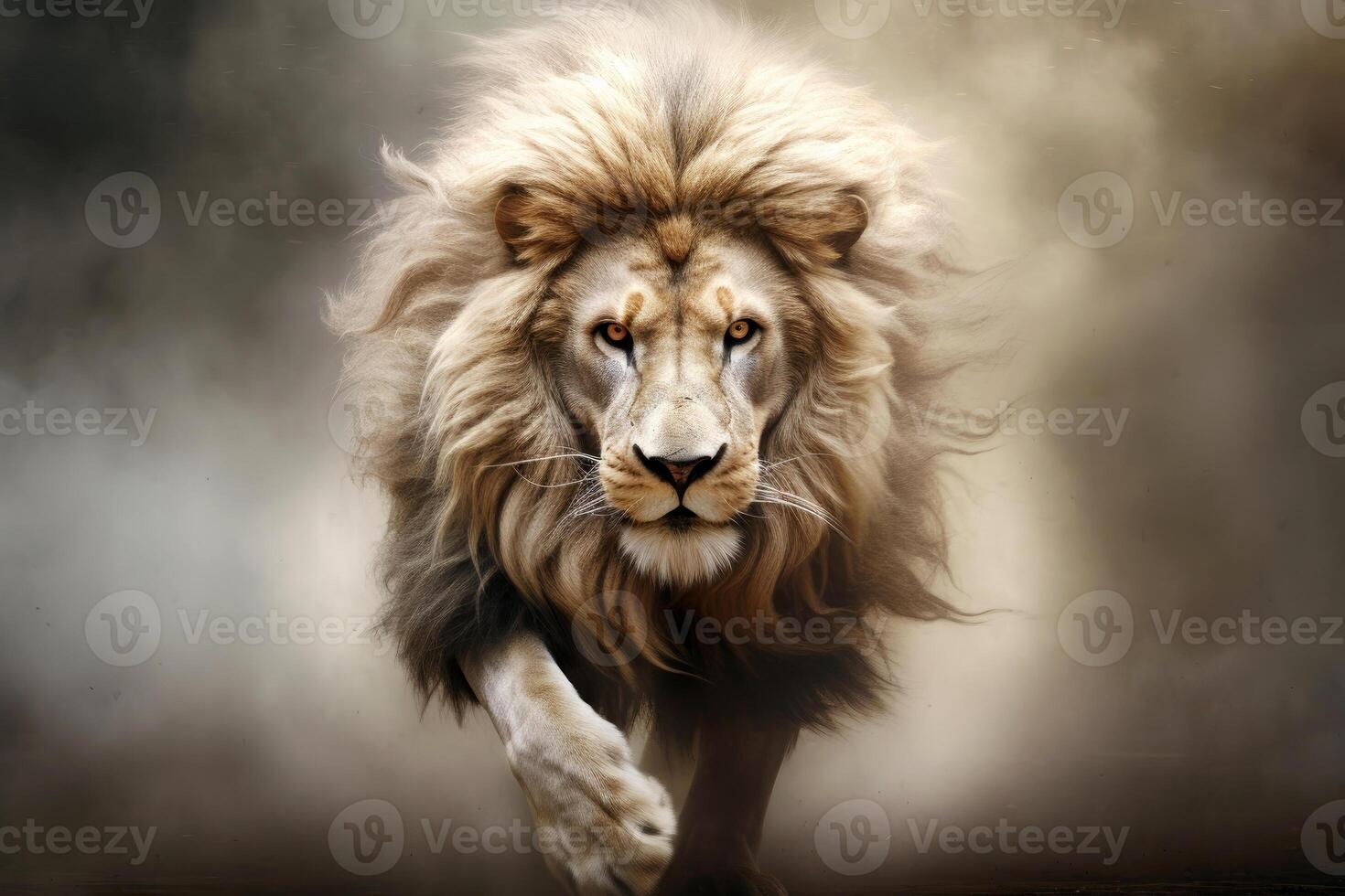 AI generated Majestic lion is walking , created with Generative AI technology photo