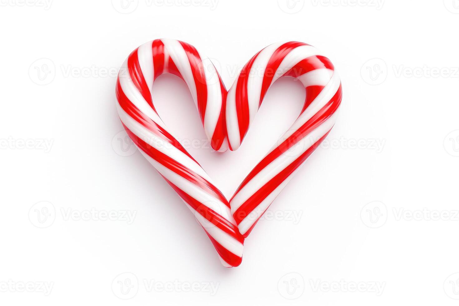 AI generated Candy Canes Forming Heart Shape on White Background - Generative AI photo