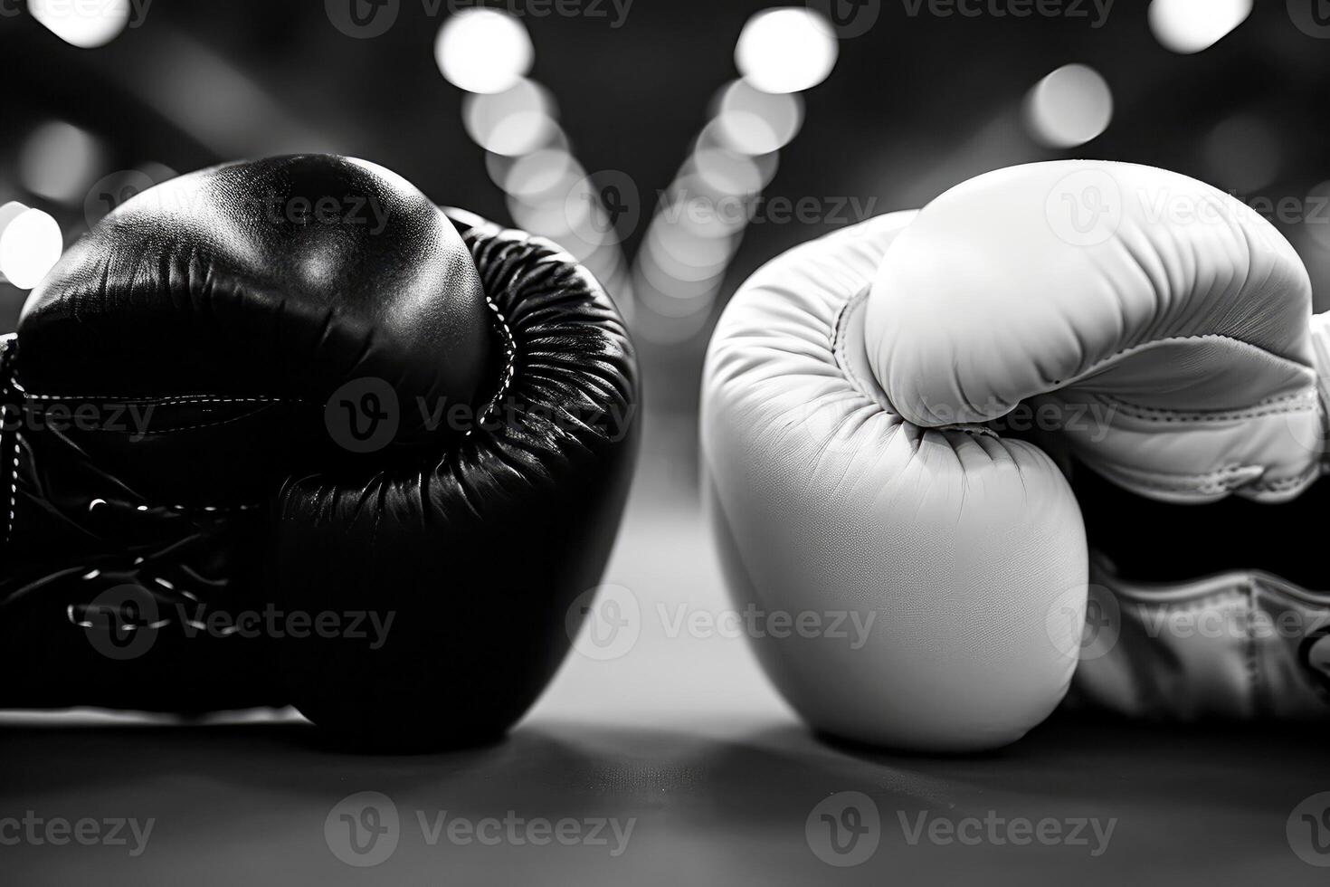 AI generated a pair of white and black boxing gloves. background photo