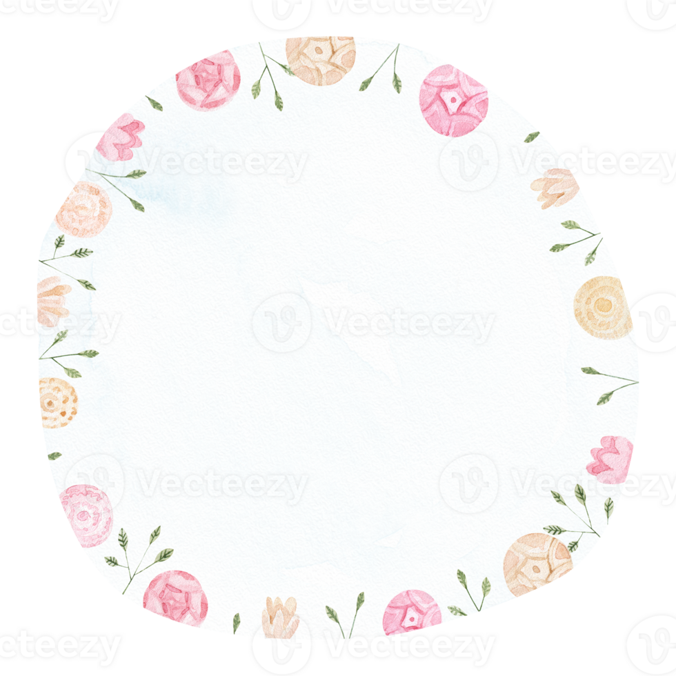 festive card for easter and valentine on blue watercolor background, spring design with flowers, print png