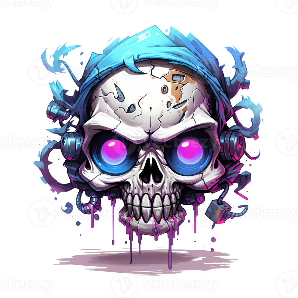 AI generated Skull art illustrations for stickers, tshirt design, poster etc png
