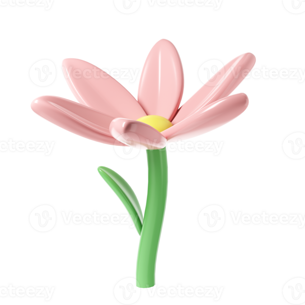 3d Pink spring cherry blossom flower transparent. Including petals, and bud. Graphic cute element design for web, greeting card png