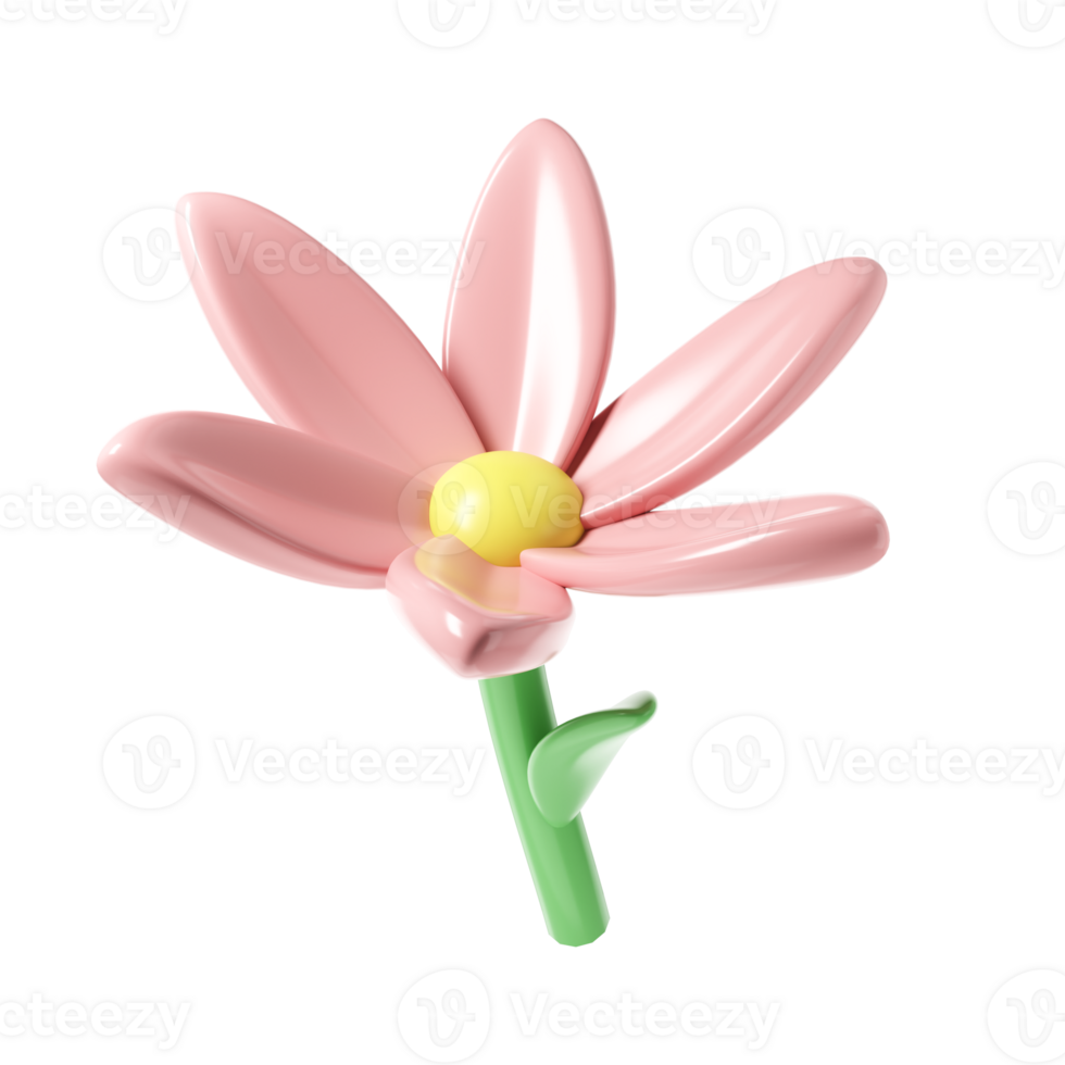 3d Pink spring cherry blossom flower transparent. Including petals, and bud. Graphic cute element design for web, greeting card png
