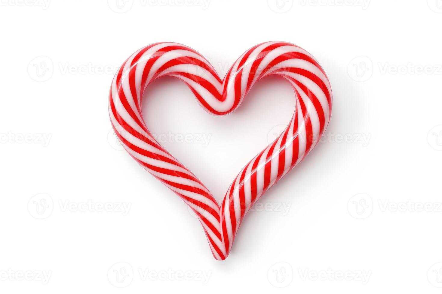 AI generated Candy Canes Forming Heart Shape on White Background - Generative AI photo