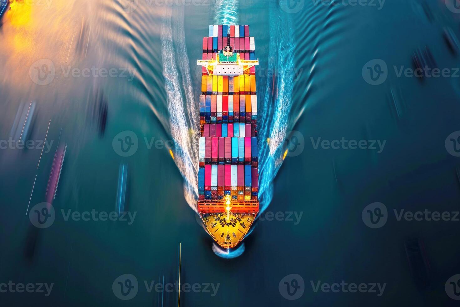 AI generated shipping containers in different colors. Transport business. Logistics import and export of goods - Generative AI photo
