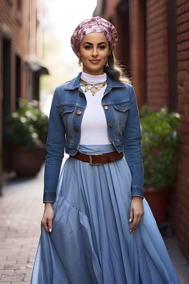 AI generated Oriental Opulence Elegant Muslim Fashion with a Trendy Twist photo