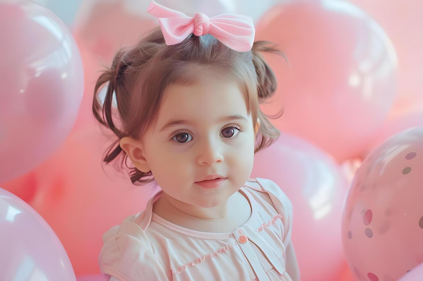 AI generated Pink Delight Adorable Imagery of a Cute Little Girl photo