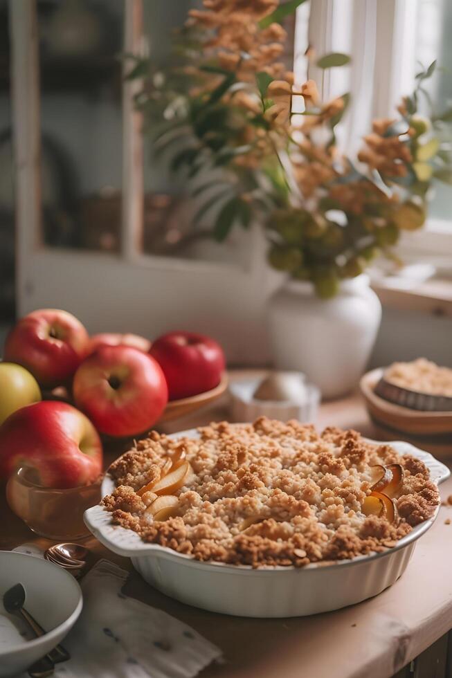 AI generated Homemade Happiness Cozy AppleCore Desserts in Cookbook Glory photo