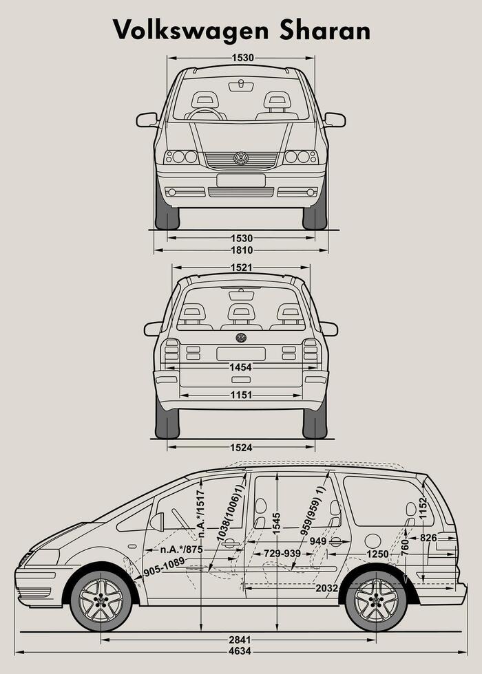 2002 VW Sharan car blueprint vector