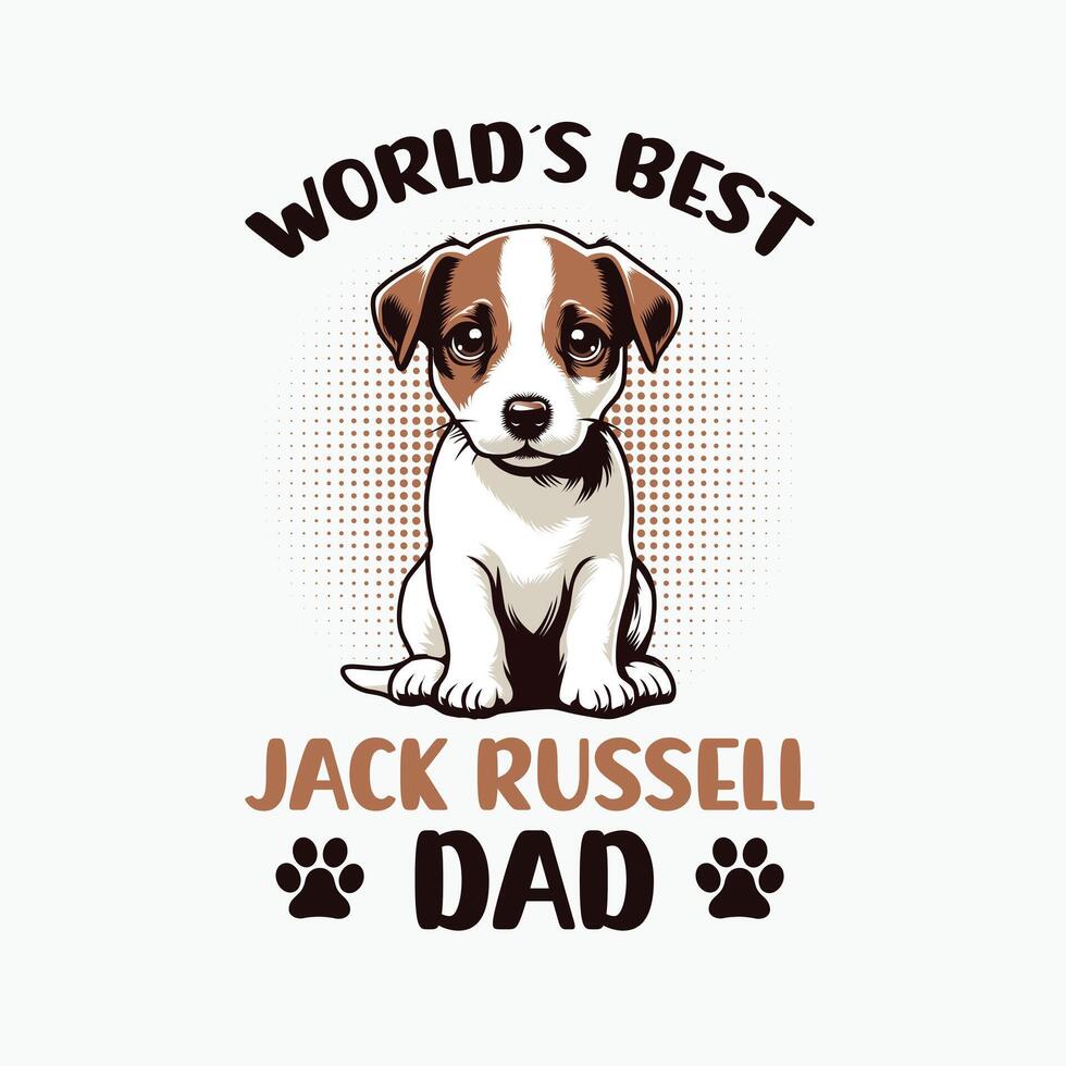 Worlds Best Jack Russell Terrier Dad Typography T-shirt Design Illustration Pro Vector