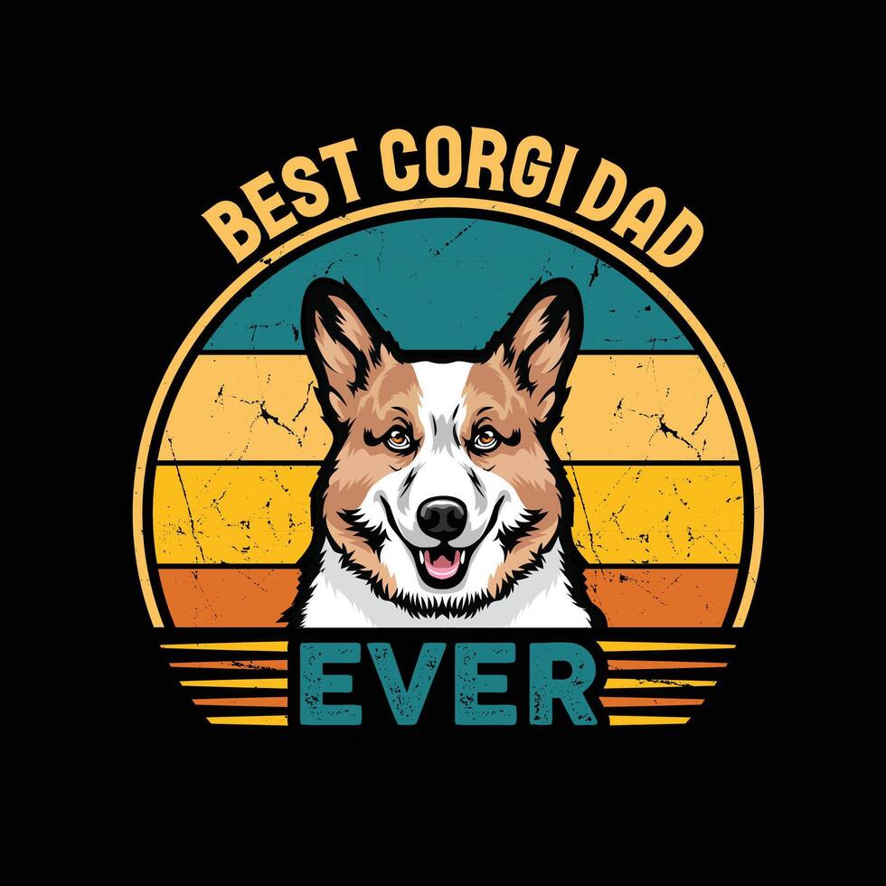 mejor galés corgi papá nunca tipografía retro camiseta diseño, Clásico tee camisa Pro vector