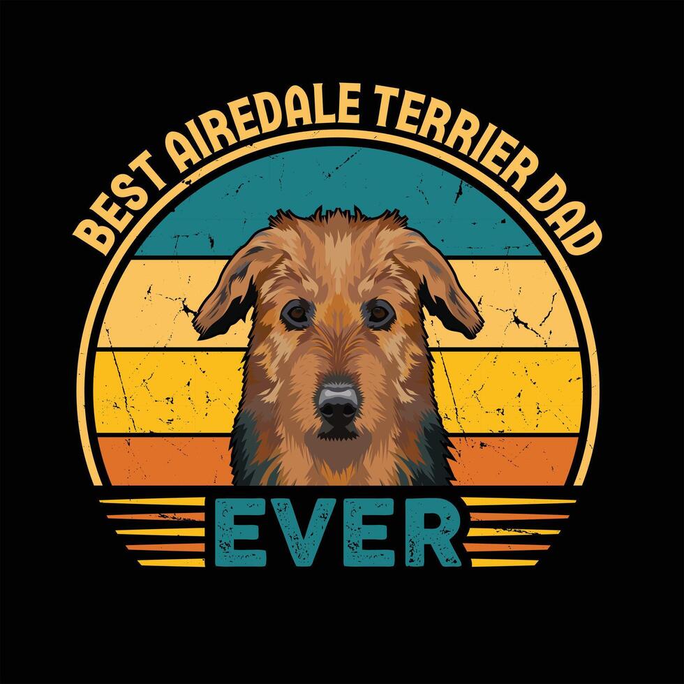 mejor airedale terrier papá nunca tipografía retro camiseta diseño, Clásico tee camisa Pro vector