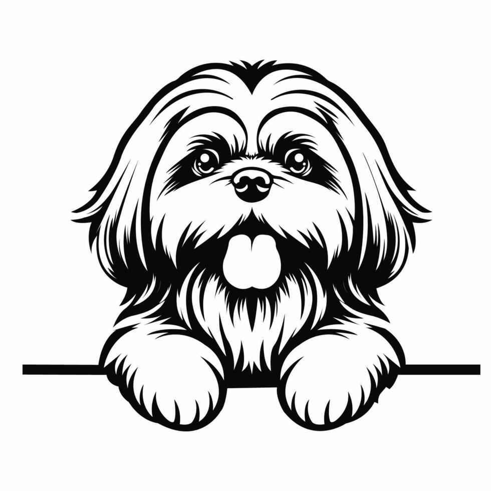 AI generated Shih Tzu dog peeking isolated illustration Pro vector