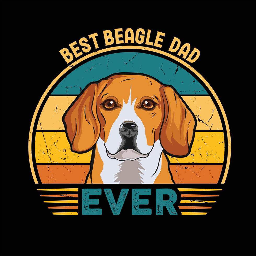 Best Beagle Dad Ever Typography Retro T-shirt Design, Vintage Tee Shirt Pro Vector