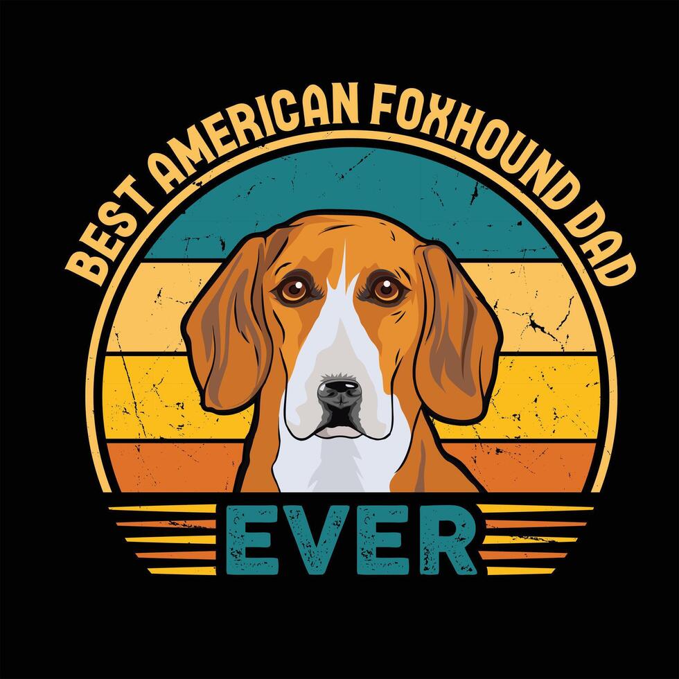 mejor americano Foxhound papá nunca tipografía retro camiseta diseño, Clásico tee camisa Pro vector