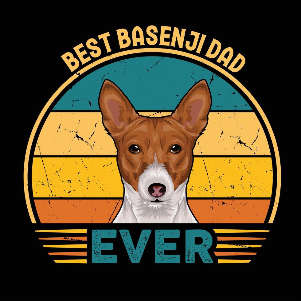 Best Basenji Dad Ever Typography Retro T-shirt Design, Vintage Tee Shirt Pro Vector