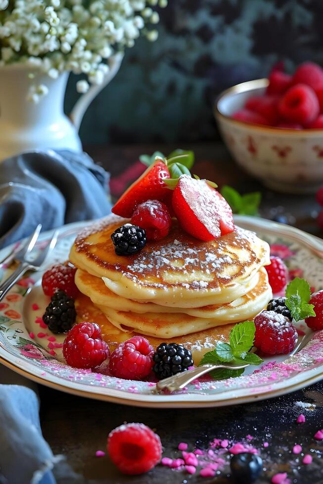 AI generated Culinary Heritage Elegant Folk Presentation of Traditional Russian Dessert photo