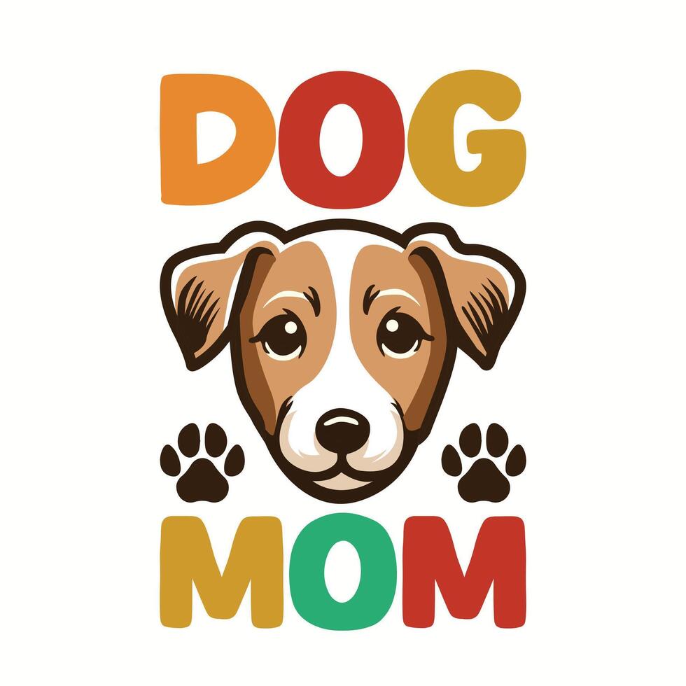 DOG MOM Typography T-shirt Design Illustration Pro Vector