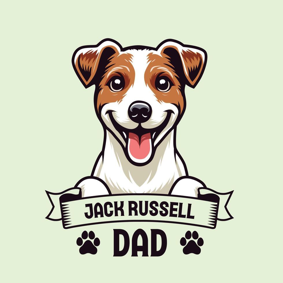 Jack Russell Terrier Dad Typography T-shirt Design Illustration Pro Vector