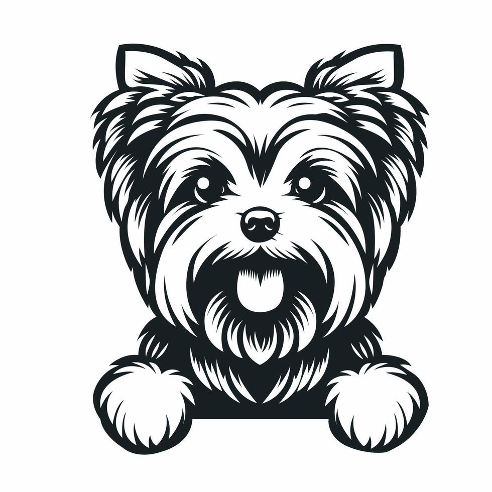 AI generated Yorkshire Terrier dog peeking isolated illustration Pro vector