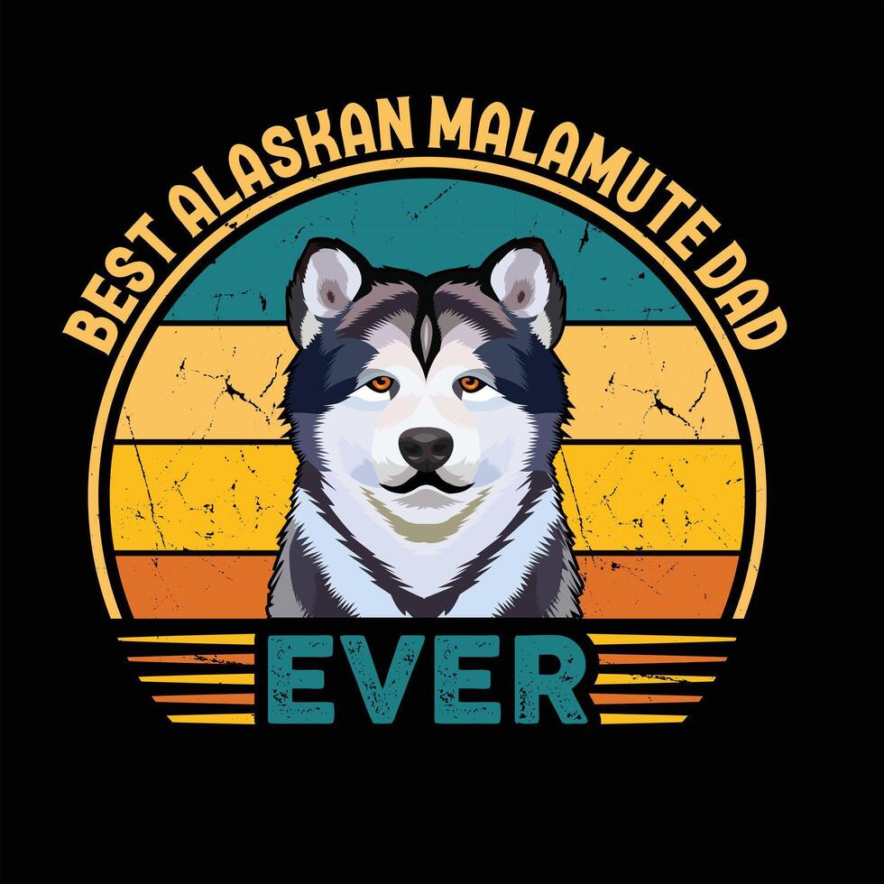 mejor Alaska malamute papá nunca tipografía retro camiseta diseño, Clásico tee camisa Pro vector