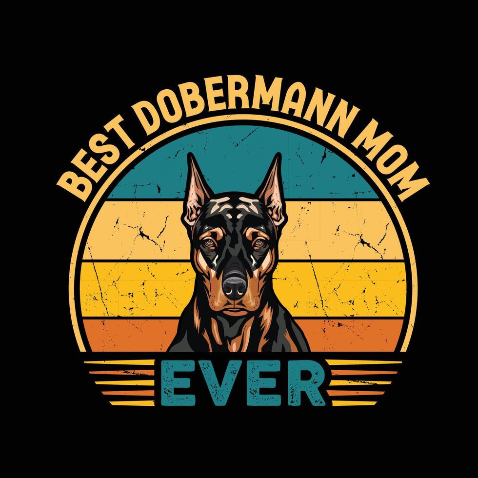 mejor dobermann mamá nunca tipografía retro camiseta diseño, Clásico tee camisa Pro vector