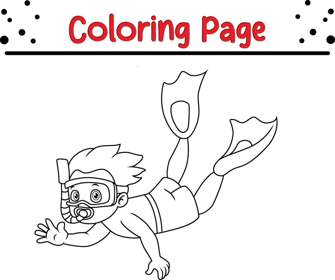 cute happy little boy coloring page vector