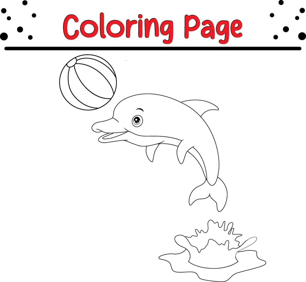 cute dolphin coloring page for kids vector