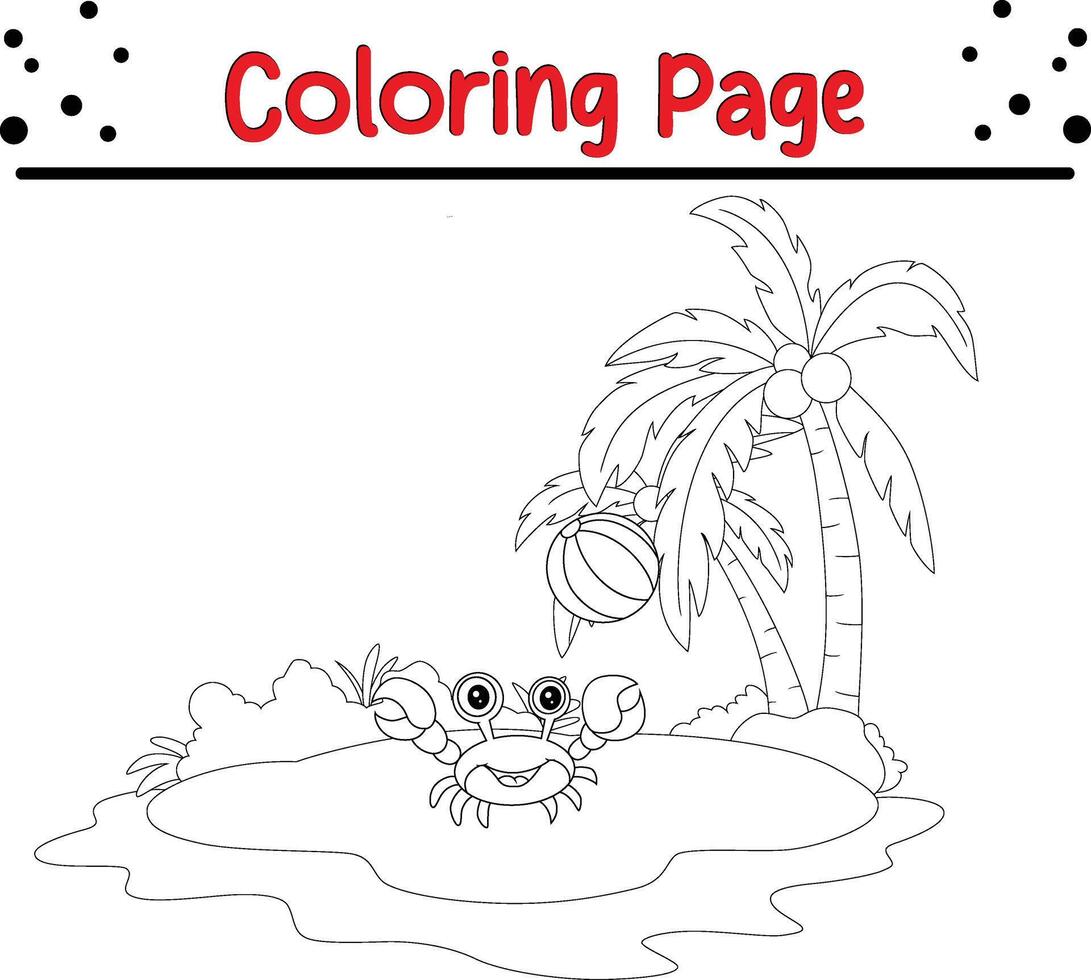 cute crab beach coloring page for kids vector