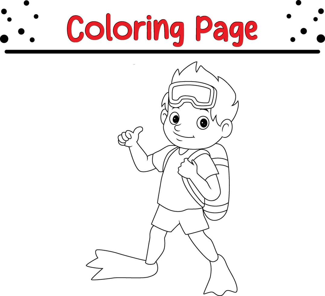 cute happy little boy coloring page vector