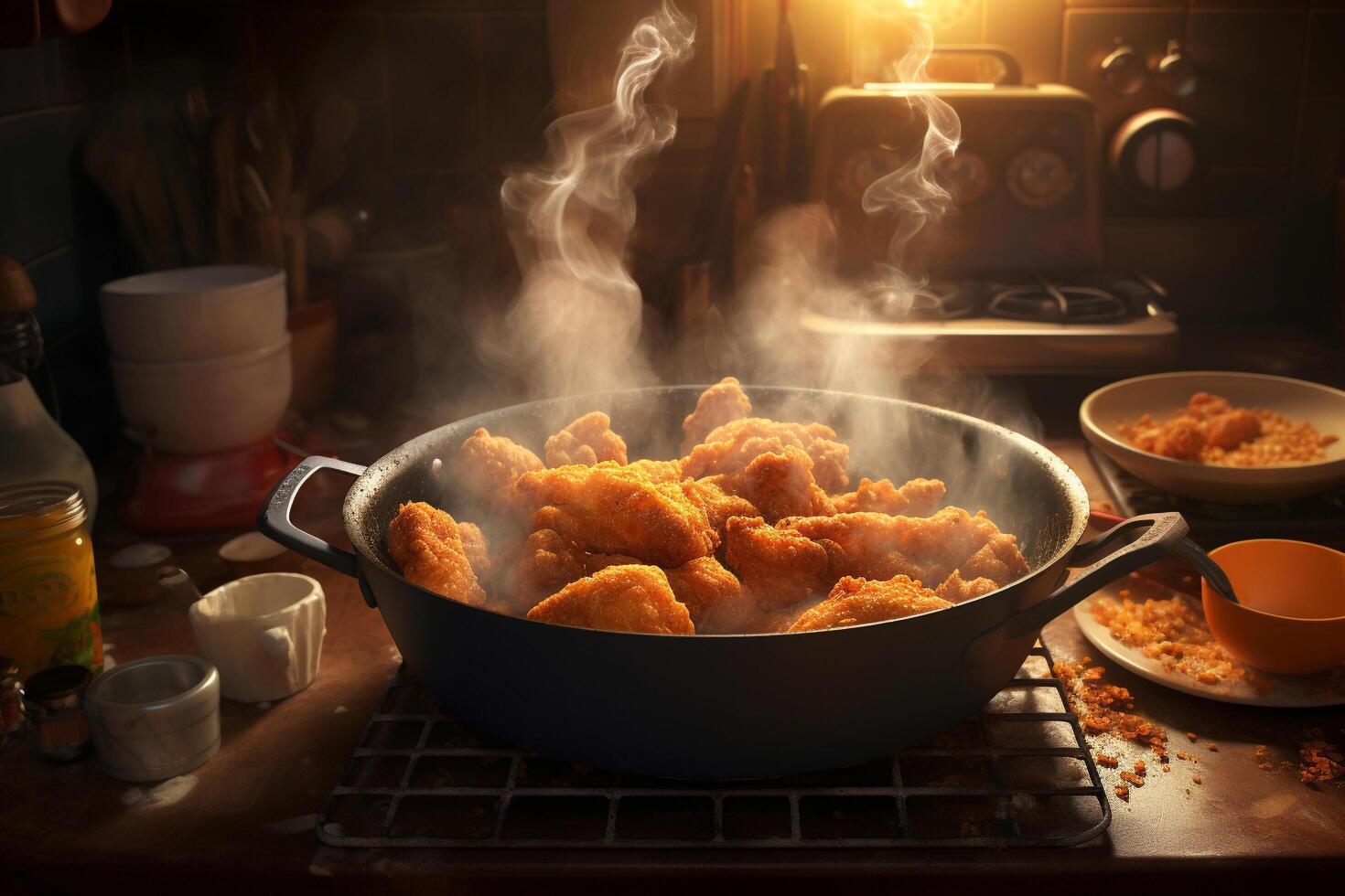 AI generated A Culinary Portrait Hyper-Real Chicken Nugget Panorama photo