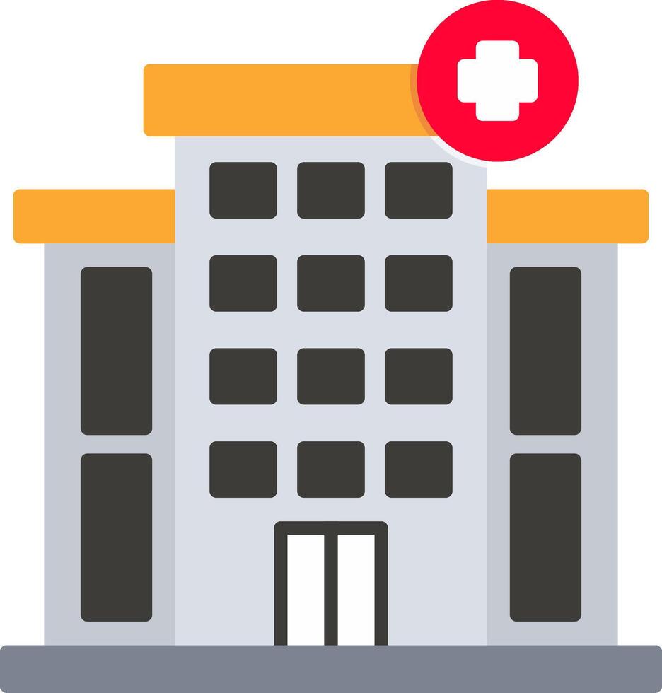 icono plano de hospital vector