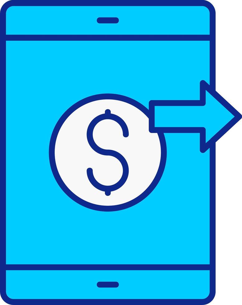 enviar dinero azul lleno icono vector