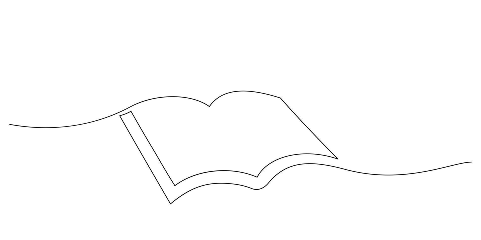 opened book in one line drawing continuous minimalist thin linear illusration vector