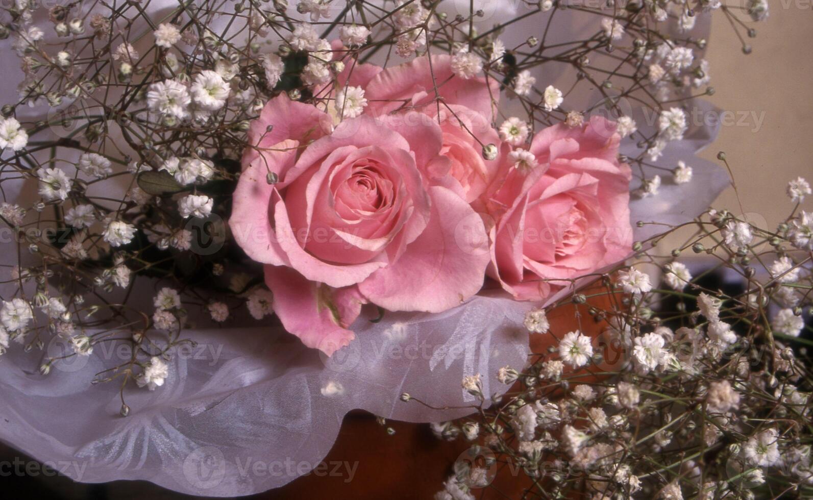 un ramo de flores de rosado rosas foto