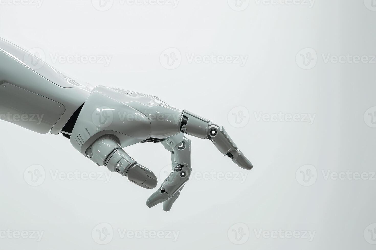 AI generated robot pointing finger on white background. ai generated photo