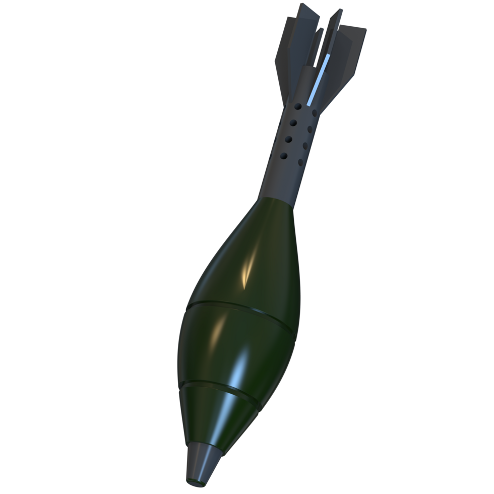 Mortar rocket explosive isolated on background. 3d rendering - illustration png