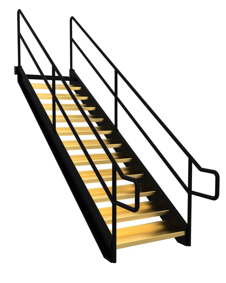Metallic stairs isolated on background. 3d rendering - illustration png