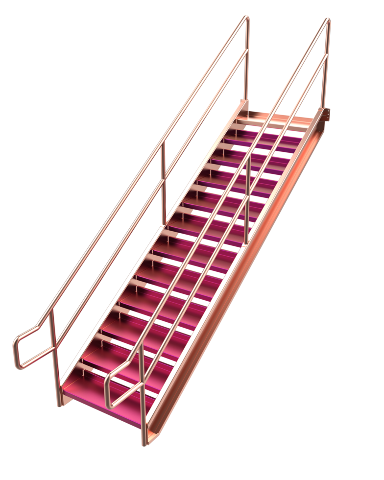 Metallic stairs isolated on background. 3d rendering - illustration png