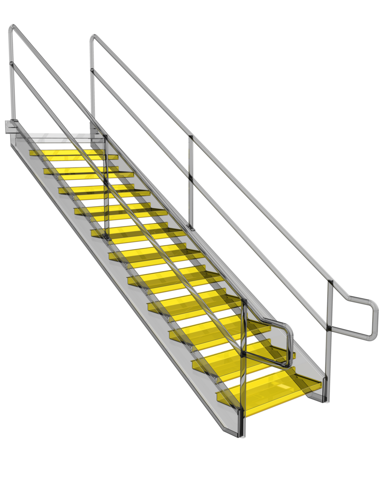 Metallic stairs isolated on background. 3d rendering - illustration png