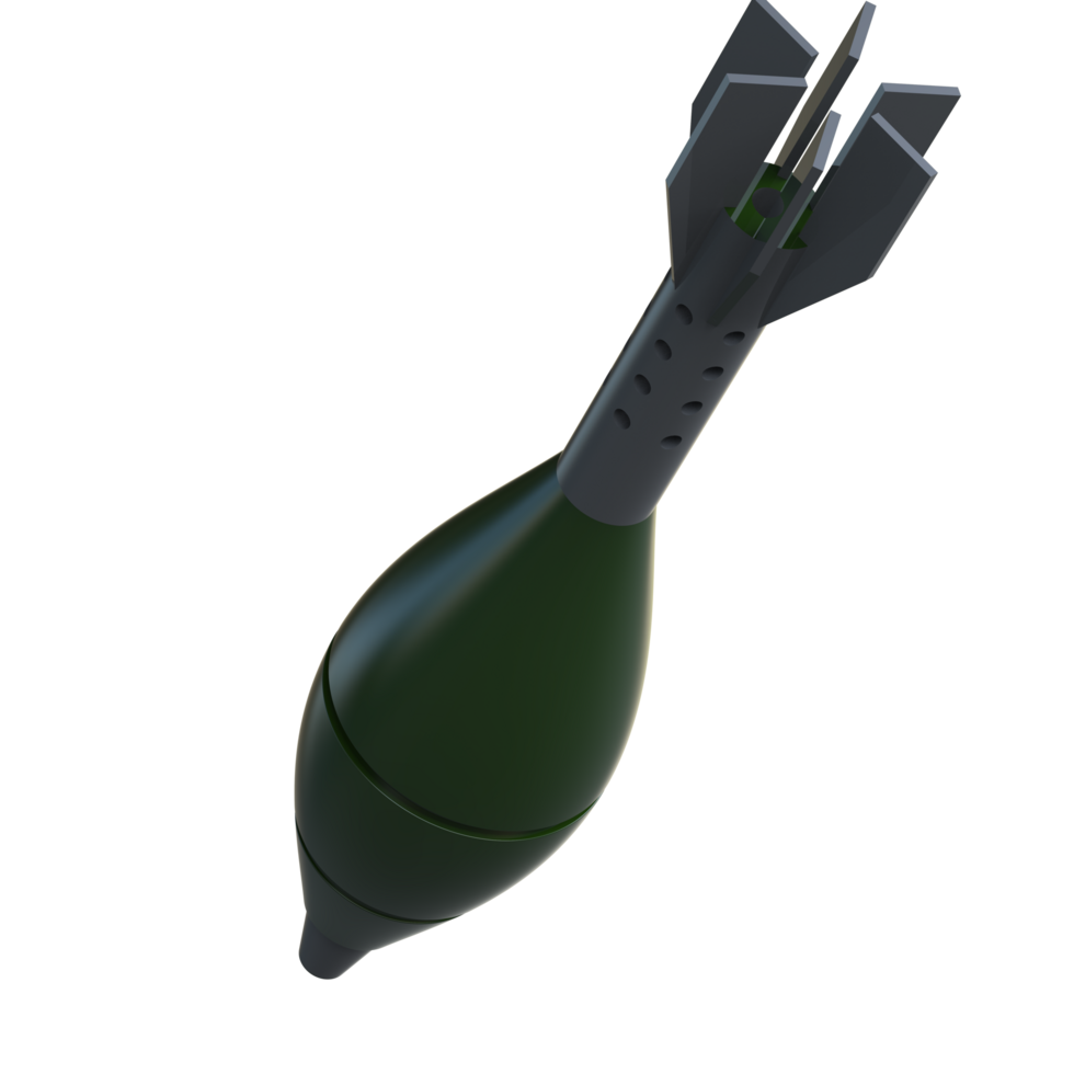 Mortar rocket explosive isolated on background. 3d rendering - illustration png