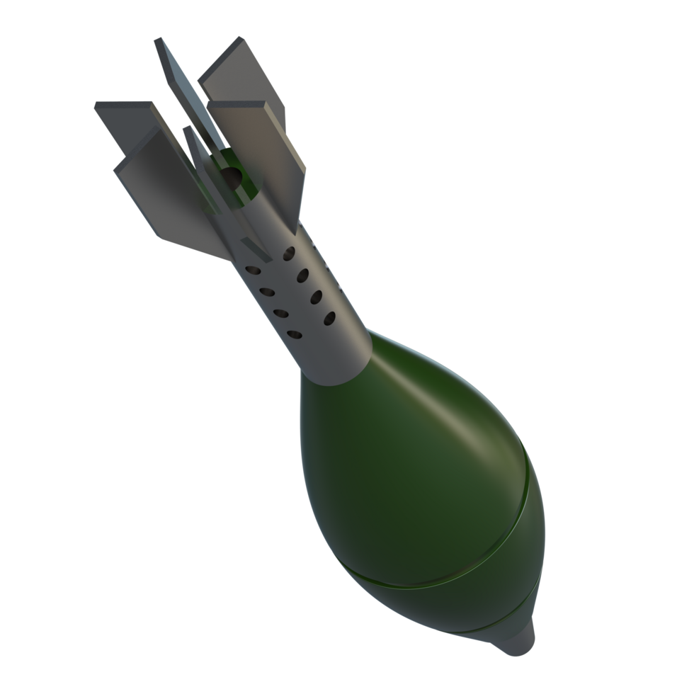 Mortar rocket explosive isolated on background. 3d rendering - illustration png