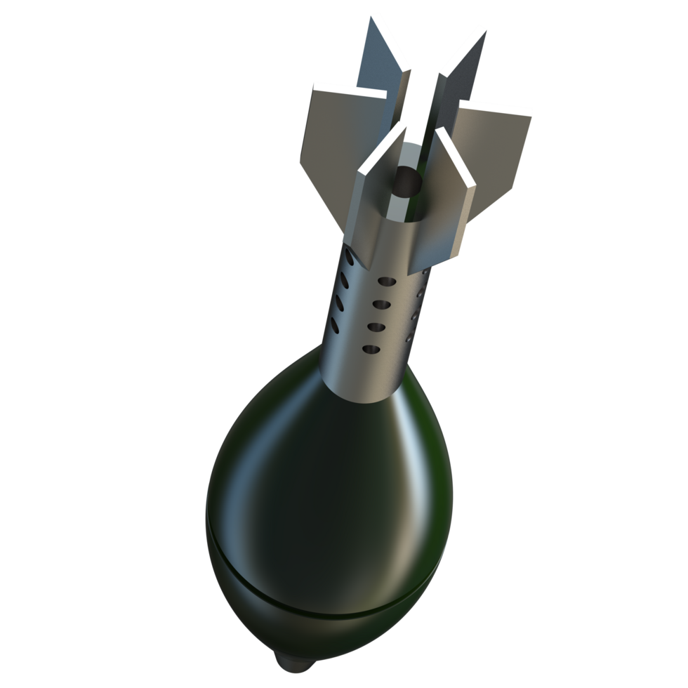 Mortar rocket explosive isolated on background. 3d rendering - illustration png